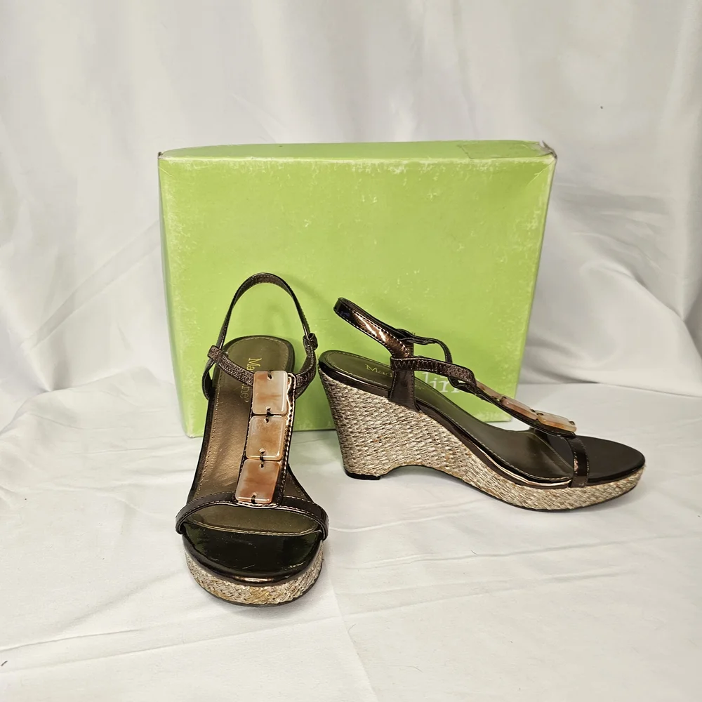 Madeline Brown Wedge Sandals with Ankle Strap